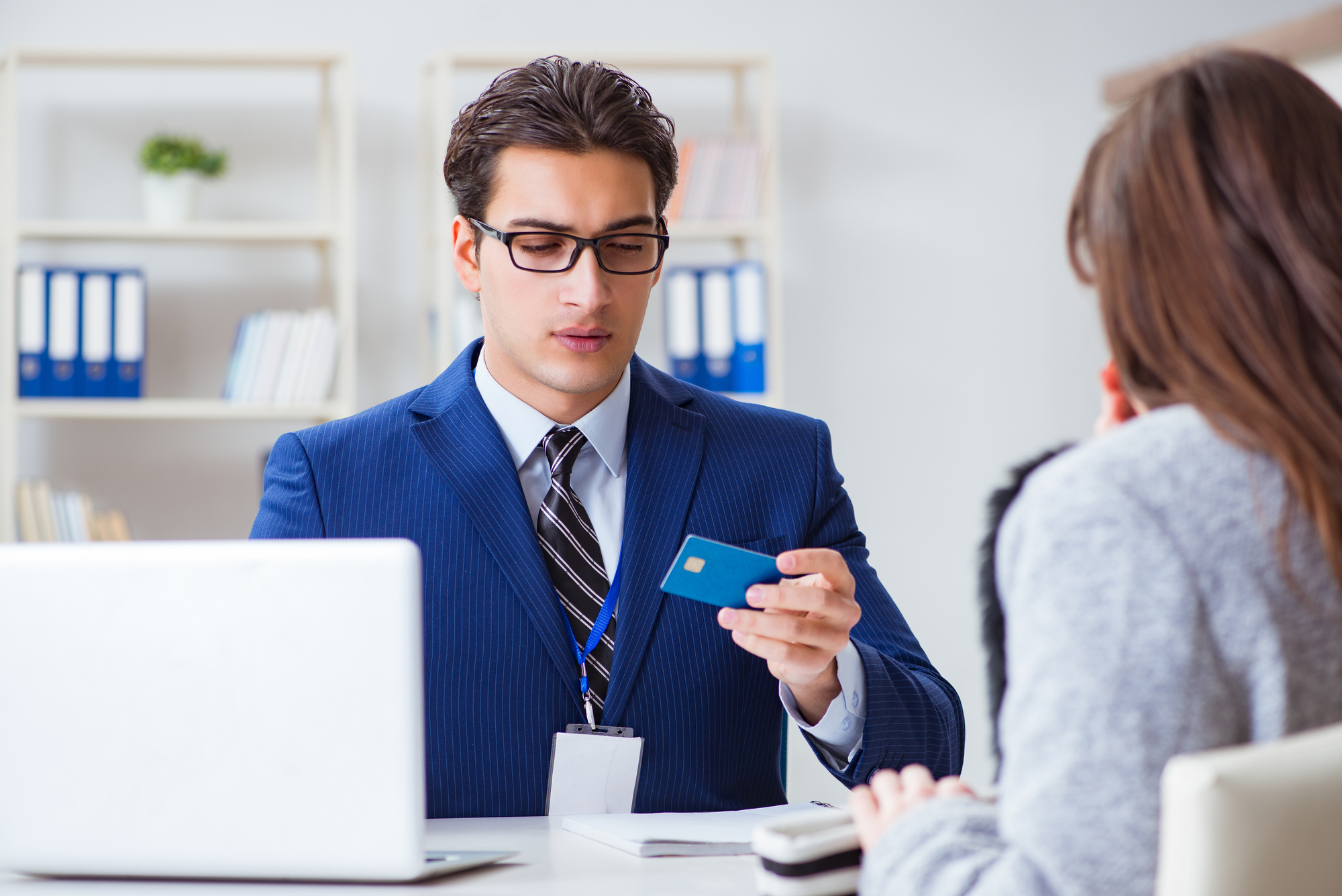 Woman makes payment with credit card